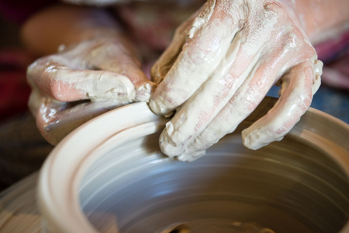 Nic Collins and Sabine Nemet in their pottery 2016